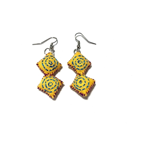 2 Blocks Hand Embroidered Earrings
