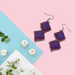 2 Blocks Fabric Embroidered Earrings