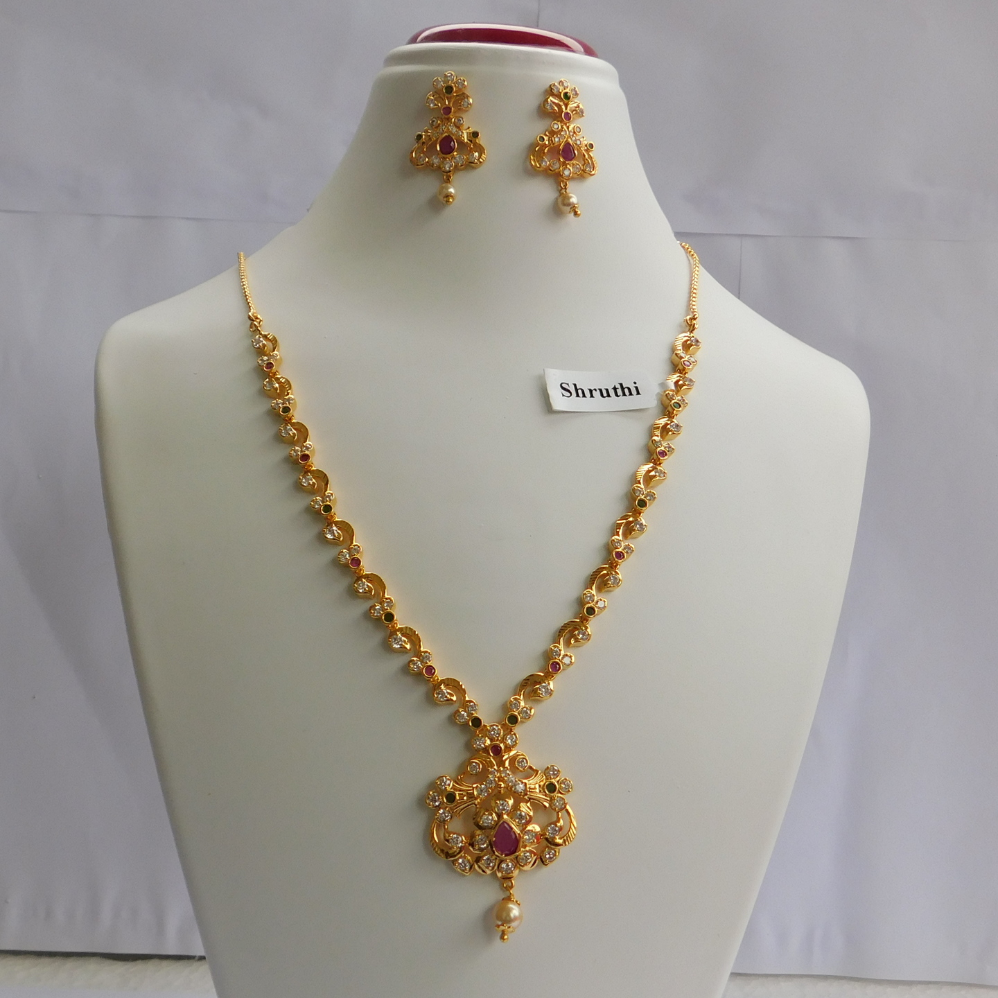 Gold Plated CZ Stone Necklace 