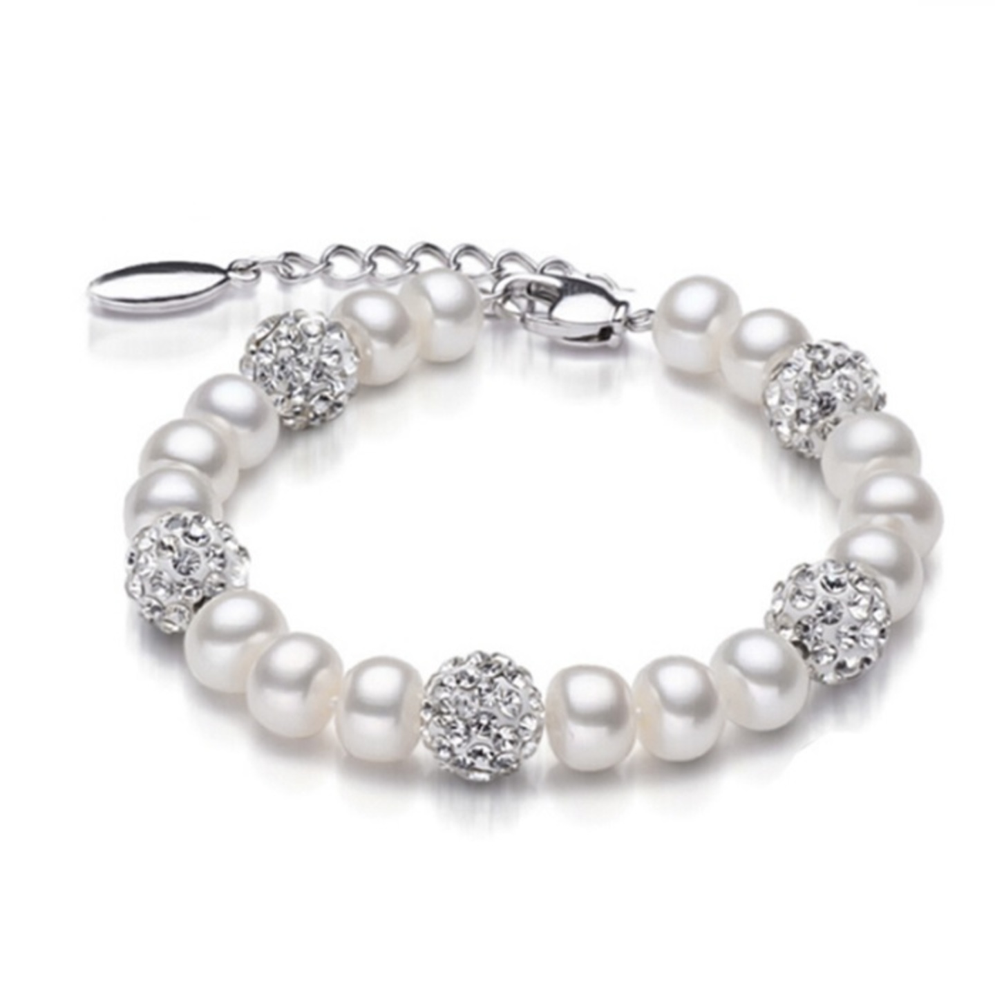 ZiVi Freshwater Pearl with Crystal Beads Charms Bracelet