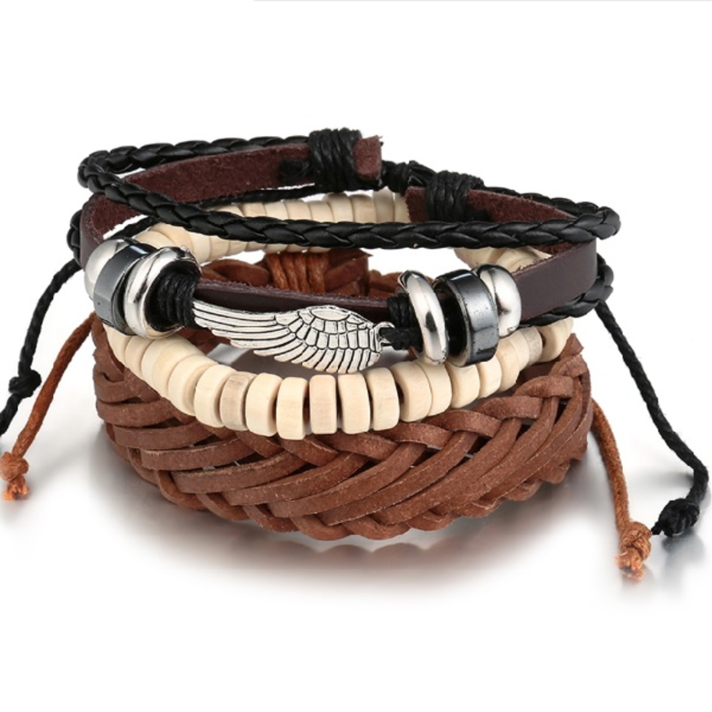 Feather Multilayered Woven Bracelet for Men 