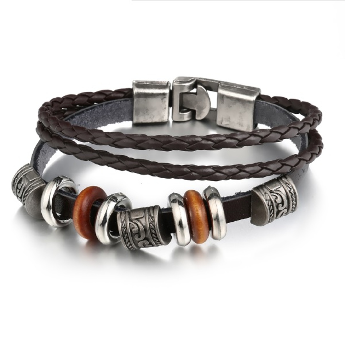 Cuff Multilayered Geometric Bracelet for Men - Black