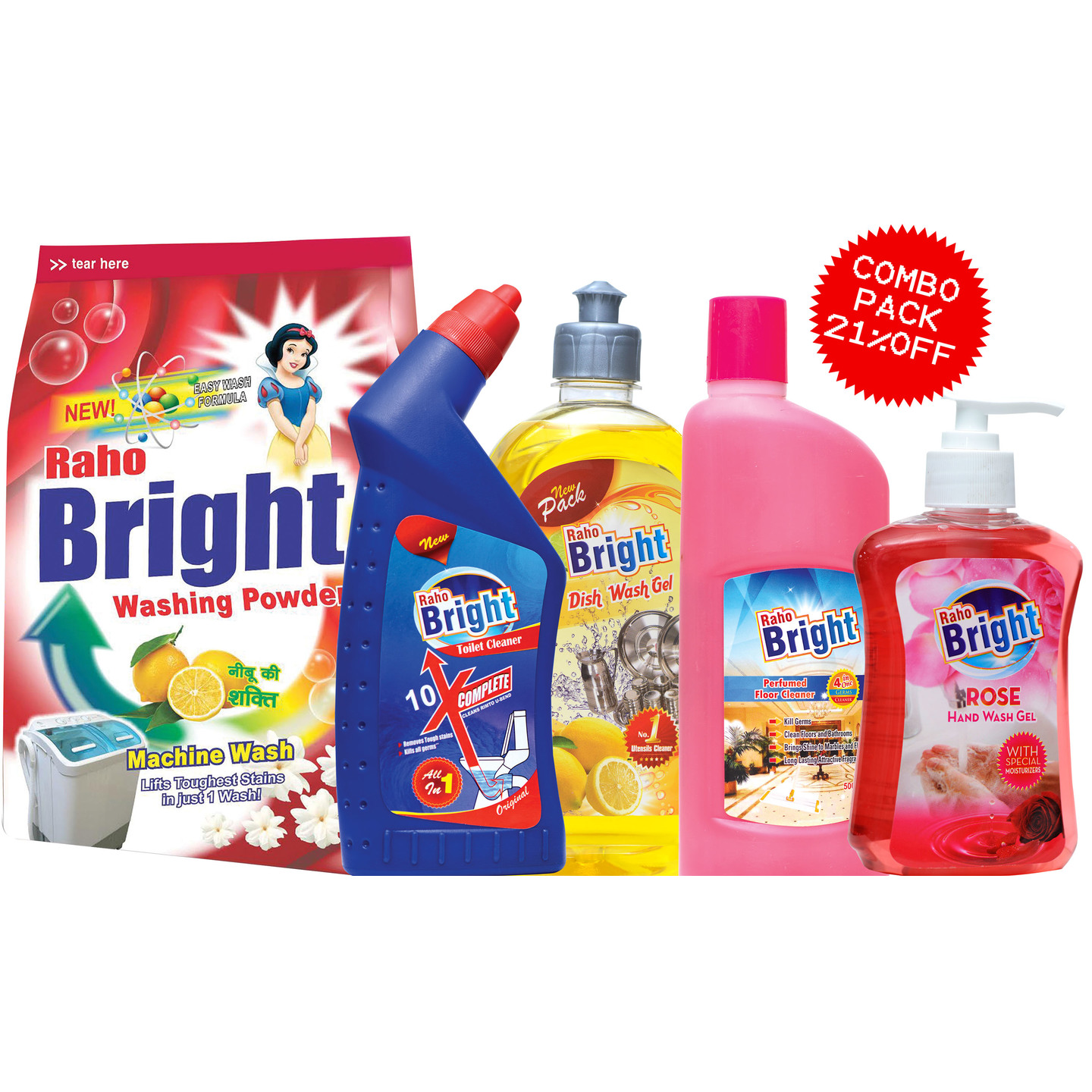 Monthly Pack (1+1) Washing Powder+Toilet Cleaner+Dishwas Gel+Floor Cleaner+Hand Wash Gel