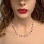 Front view of RIZZO grey rice pearl chain necklace