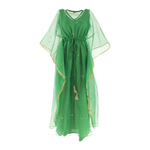 Front view of JEWEL green kaftan resort maxi dress set