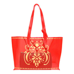 Front view of JEWEL transparent red PVC tote bag with pouch inside