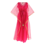 Front view of JEWEL pink kaftan resort maxi dress set
