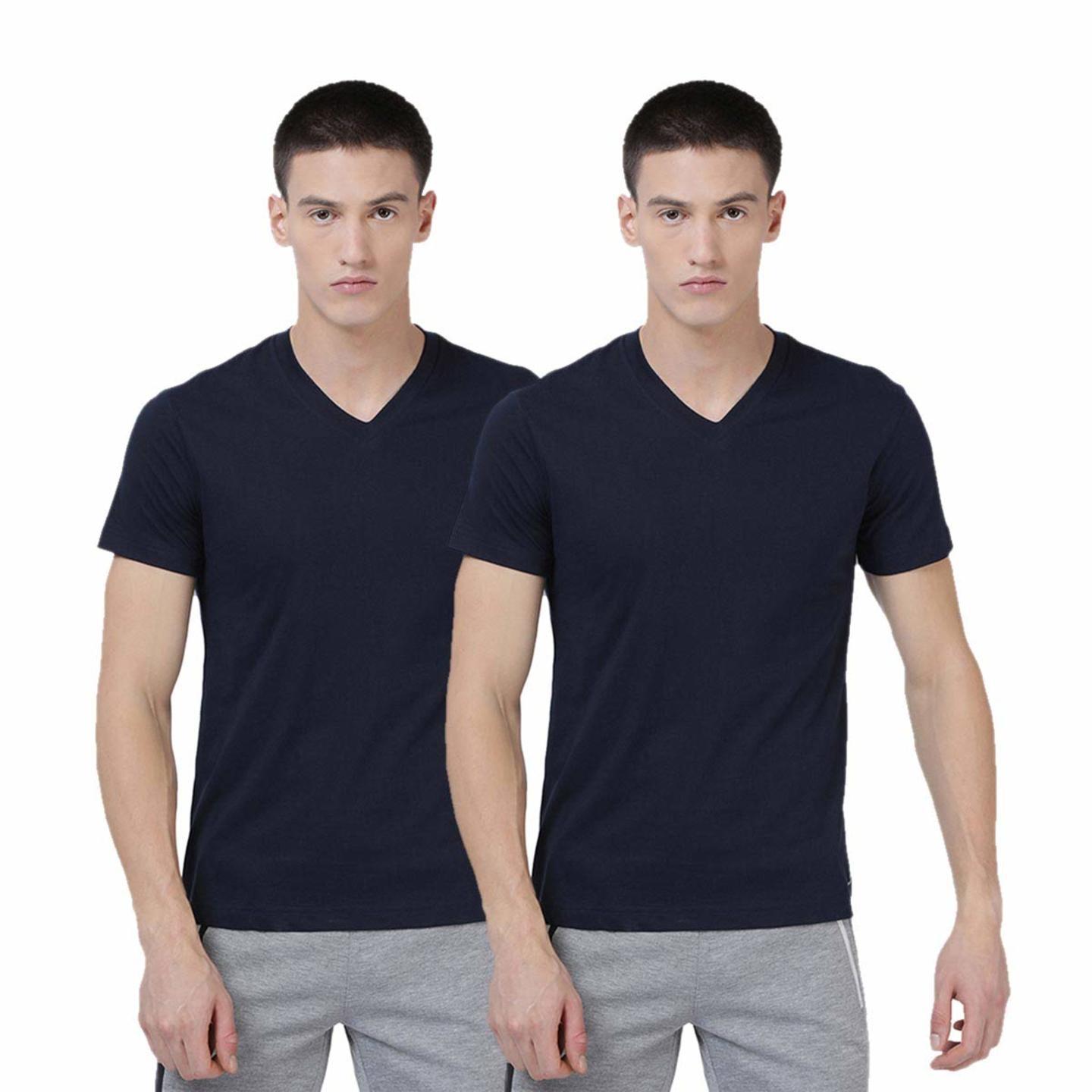 Levis  Ultra-Soft Cotton 300 LS Classic V Neck Solid T-Shirt Pack of 2