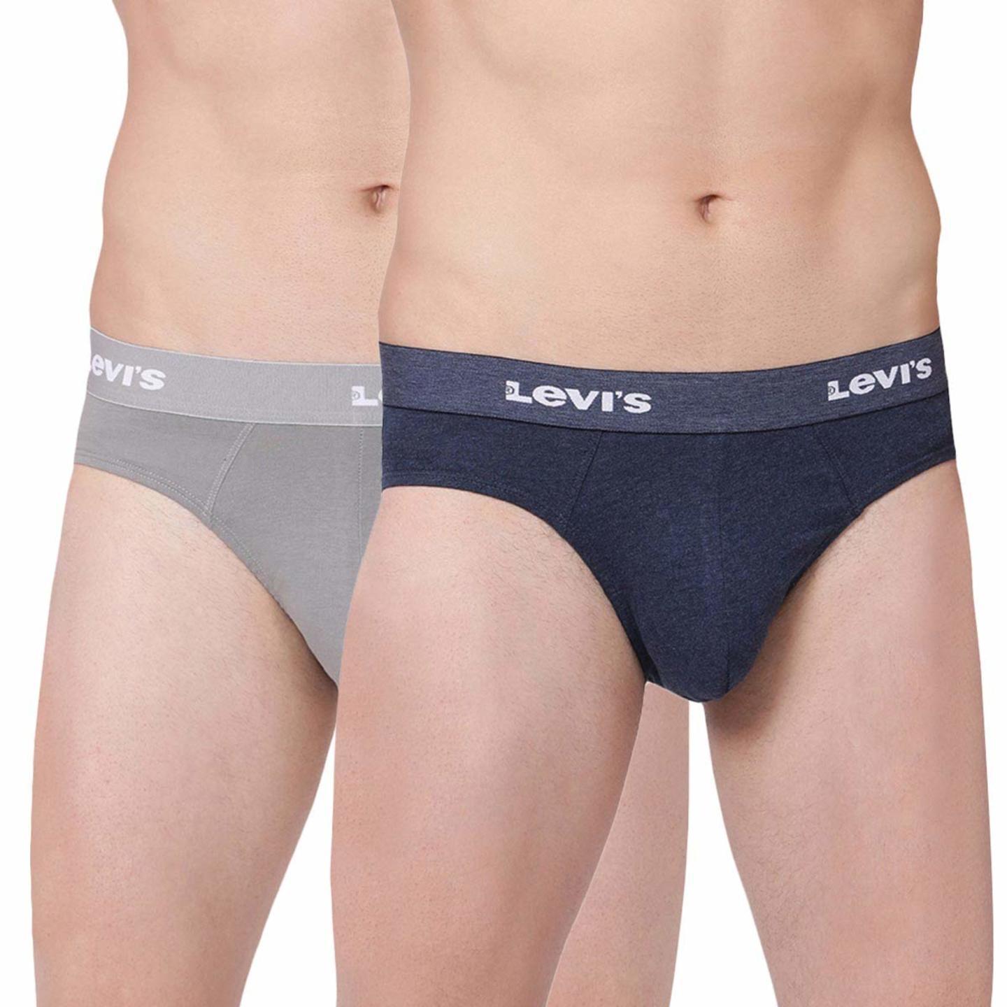 Levis Mens 100 Cotton 100 CA Solid Neo Brief Snug Fit Pack of 2