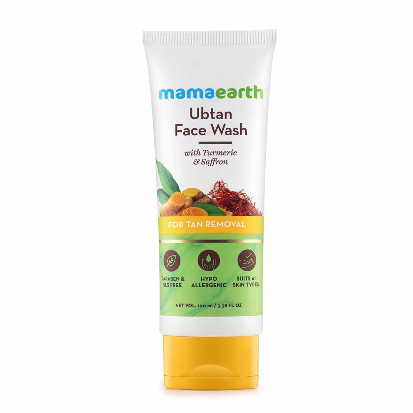 Mamaearth Ubtan Natural Face Wash for All Skin Type with Turmeric & Saffron for Tan removal and Skin brightning 100 Ml