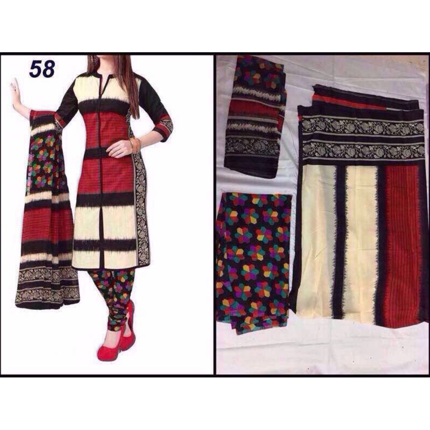 Printed Cotton & Crepa Dress Material