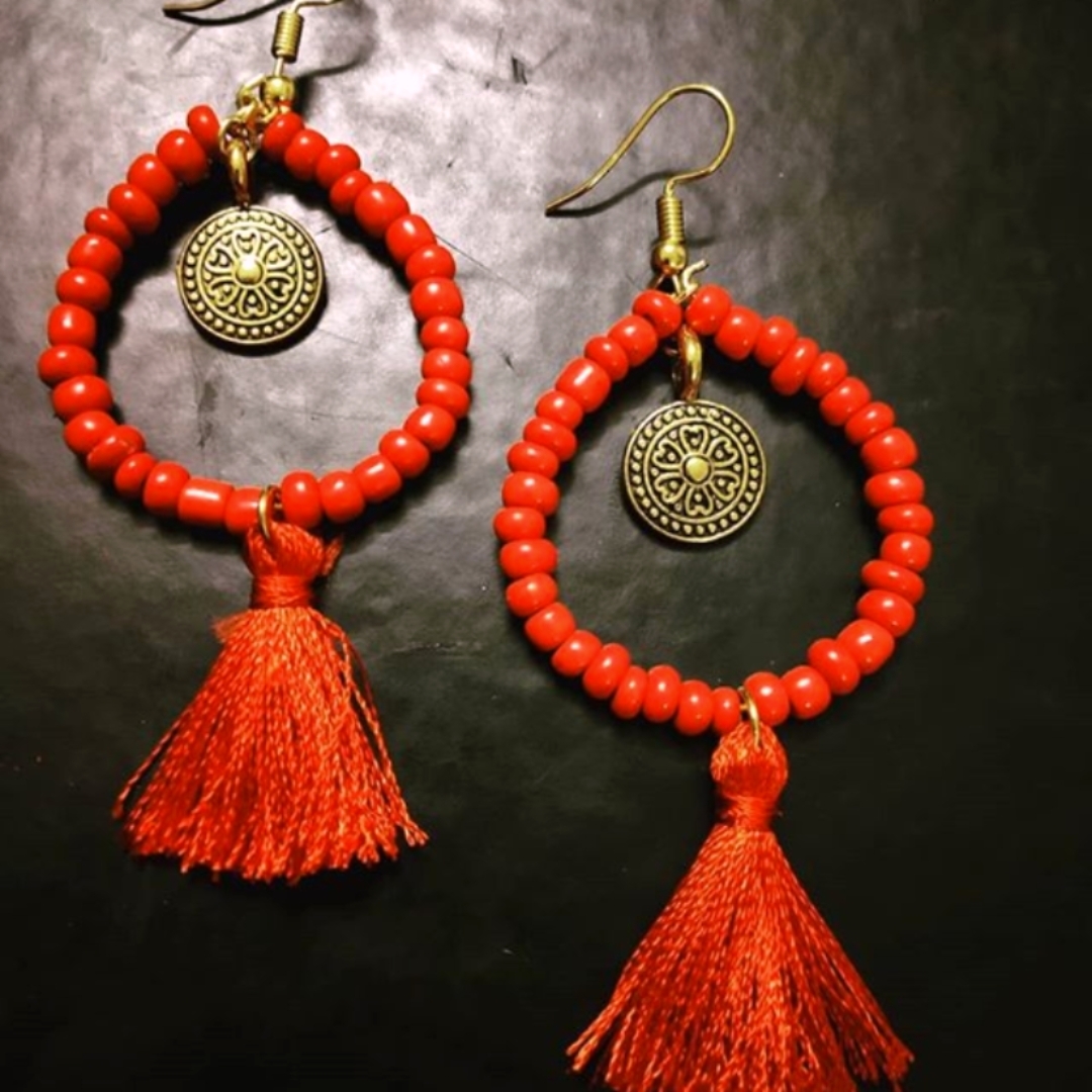 Red bead Tassels 