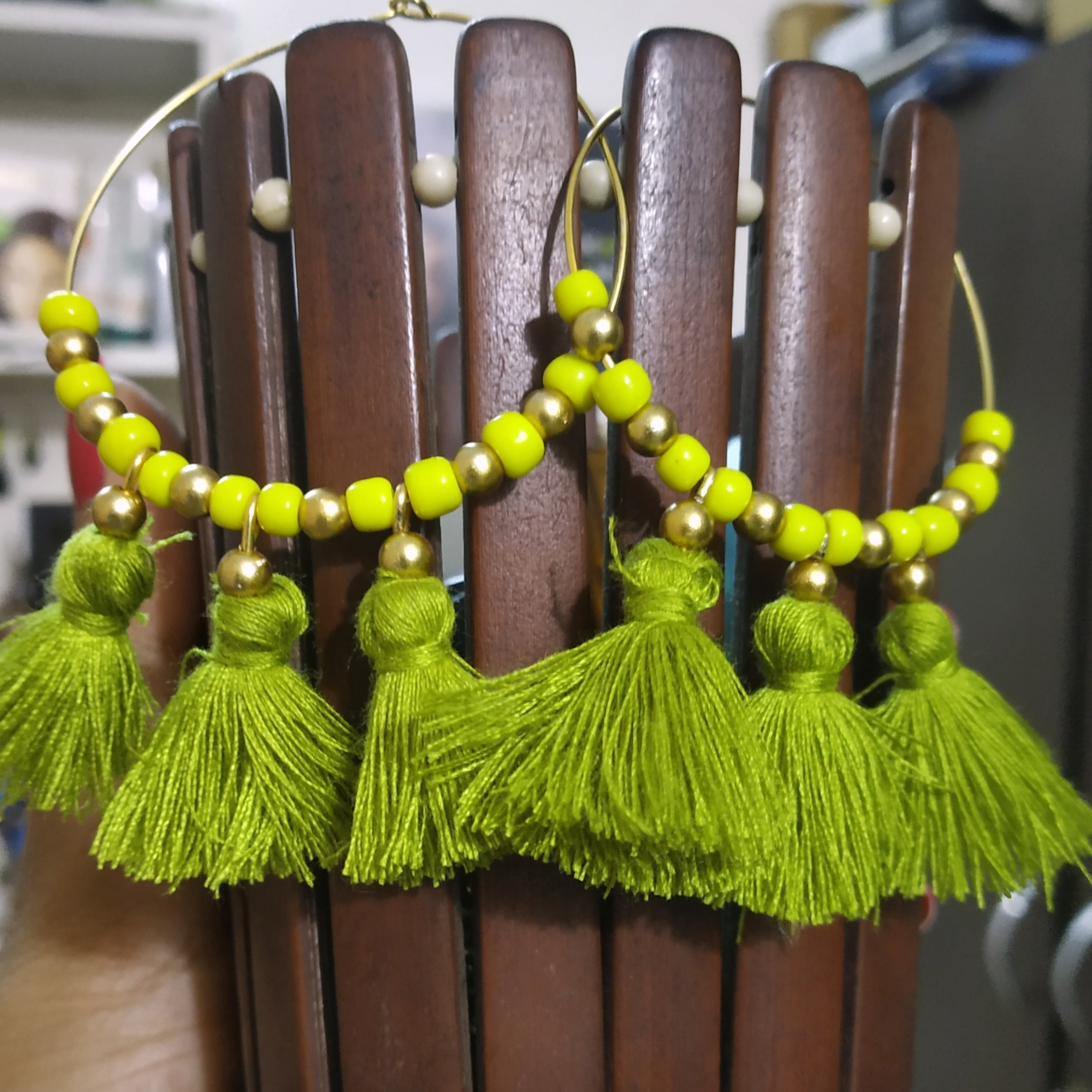 Green bead Tassels