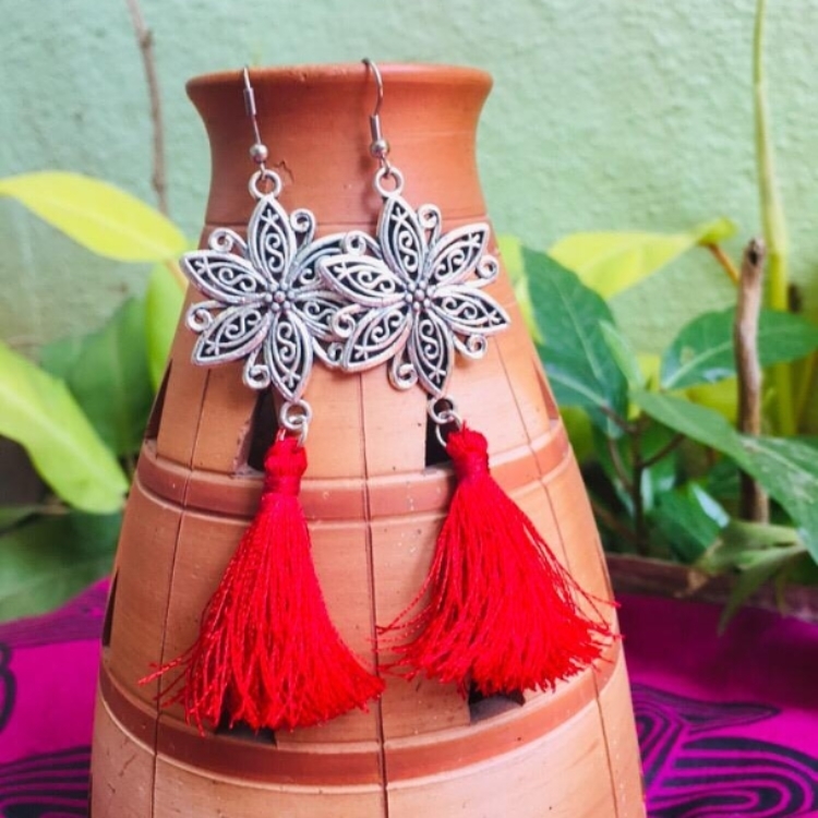 Red metal Tassels