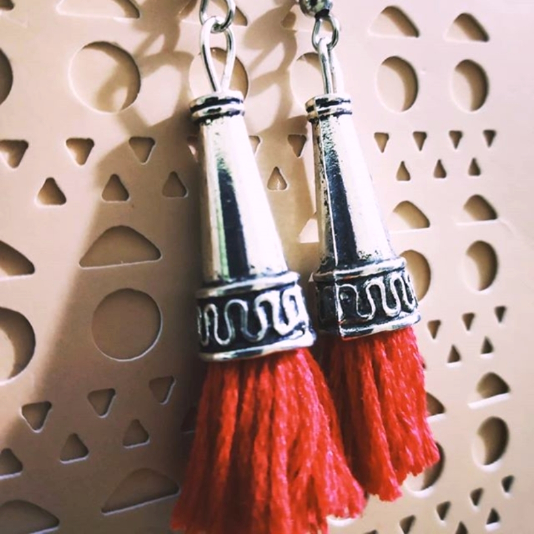 Metal Cone red Tassels 