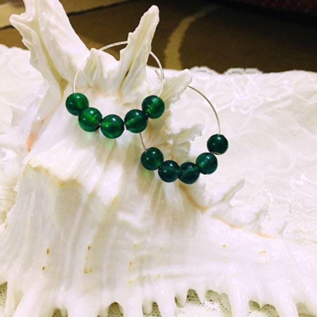 Green Plain Bead Rings