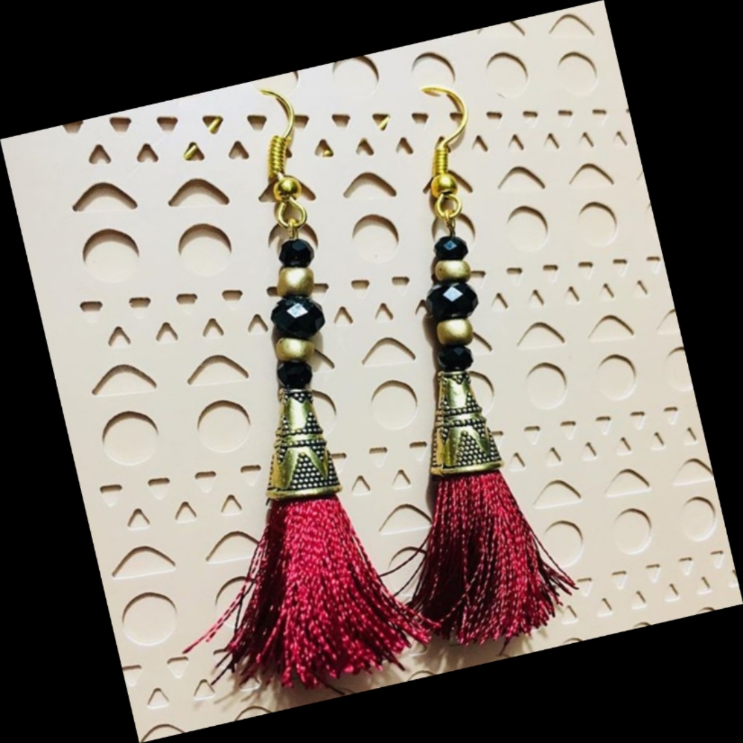 Maroon Red cone Tassels