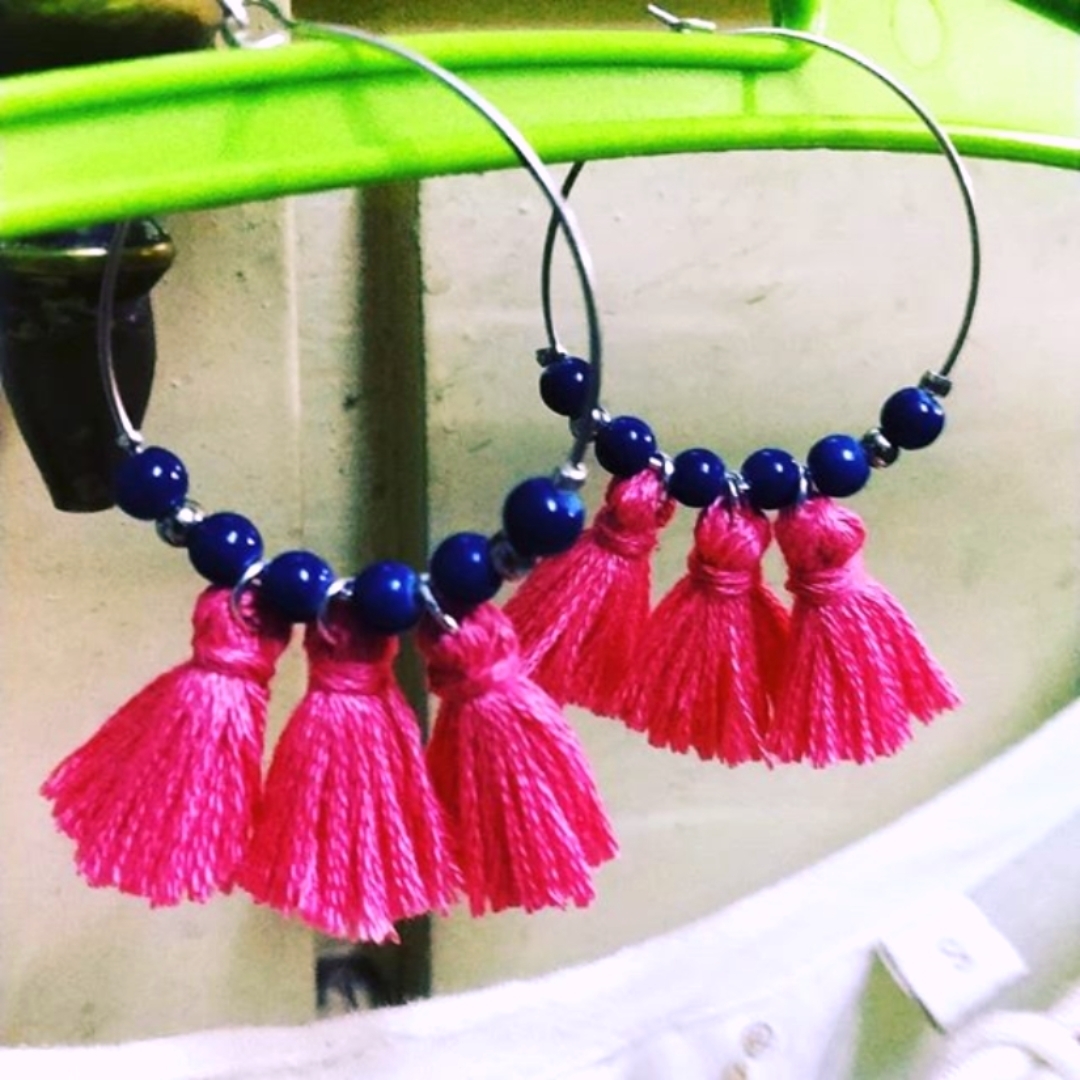 Blue Pink Combo Earings