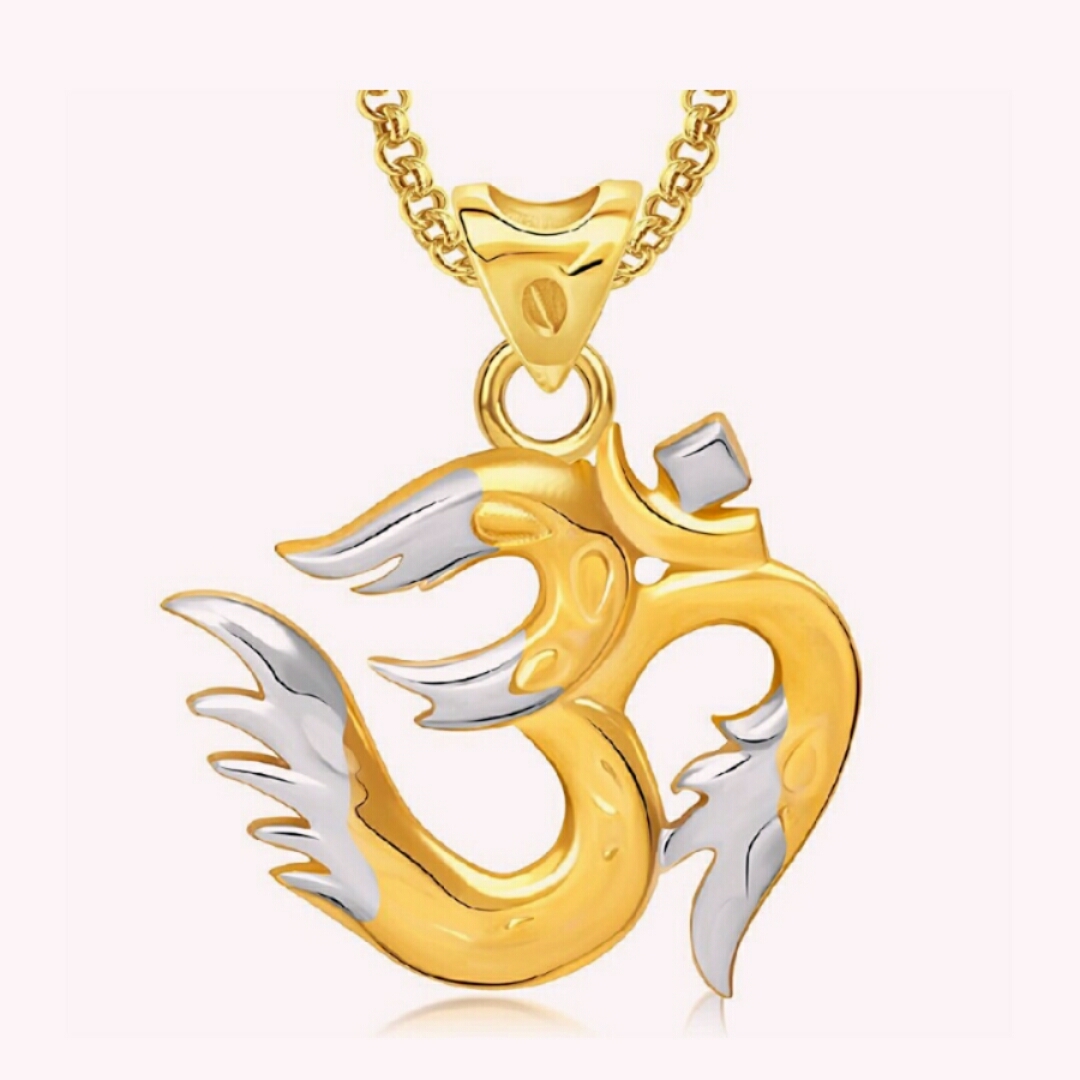 Meenaz Jewellery Gold Plated Om Ganesh Ganpati Pendant For Men,Locket Jewellery Set God Pendant With Chain For Unisex - God Pendant 286

