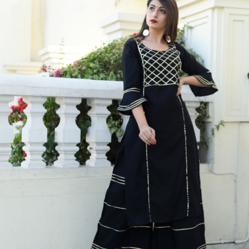 *Kurti with Sharara Palazzo ( heavy Gota Work)*