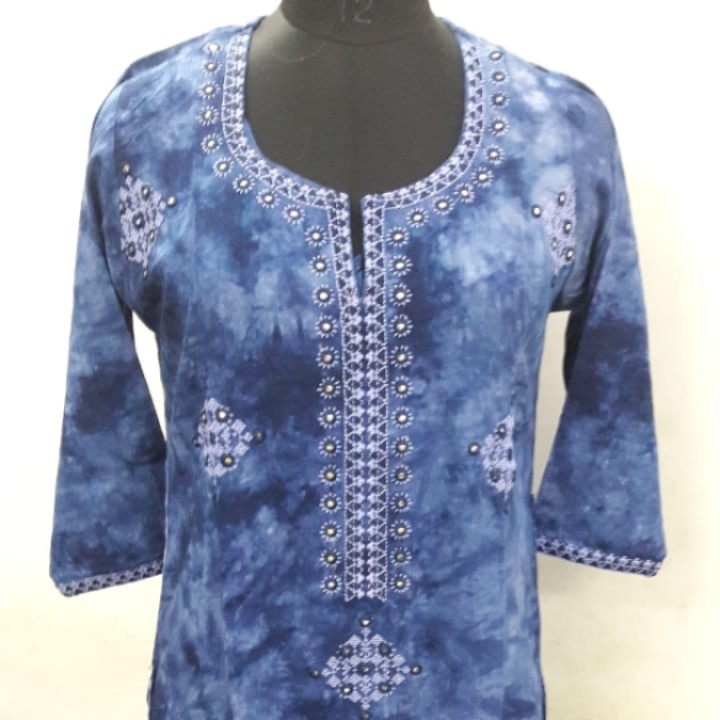 Denim Mirror Work Kurti