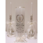 PERSONALIZED UNITY CANDLES "HE HAS MADE EVERYTHING BEAUTIFUL" - HEART FLORAL GARDEN DESIGN (SMGWED2017-013) - (Free Shipping)