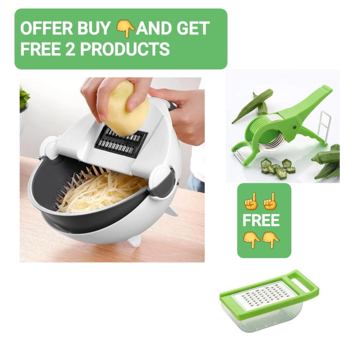 10 in 1 Multifunctional Vegetable Fruits CutterSlicer Shredder with Rotating Drain Basket