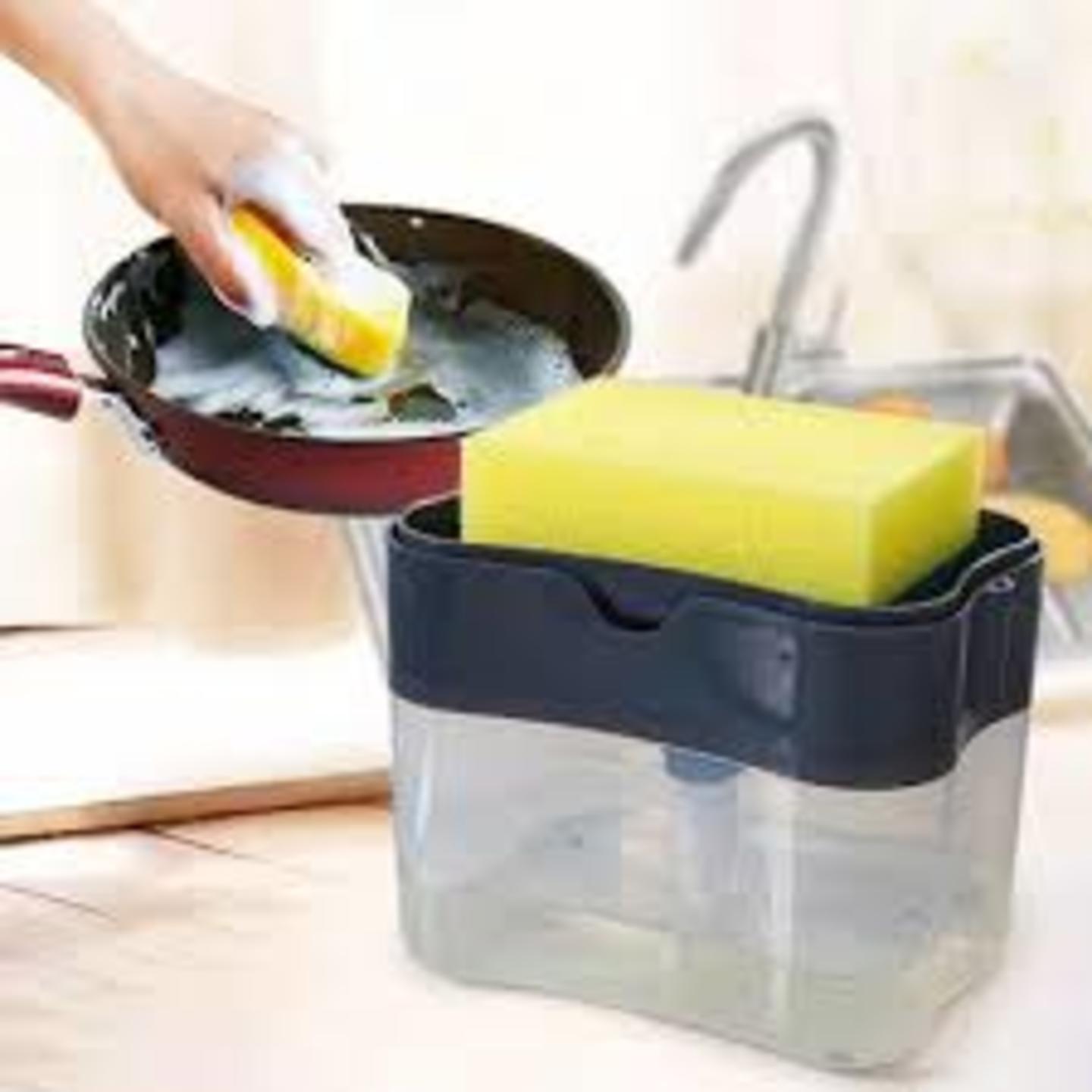 2-in-1 Soap Dispenser on Countertop with Sponge Holder