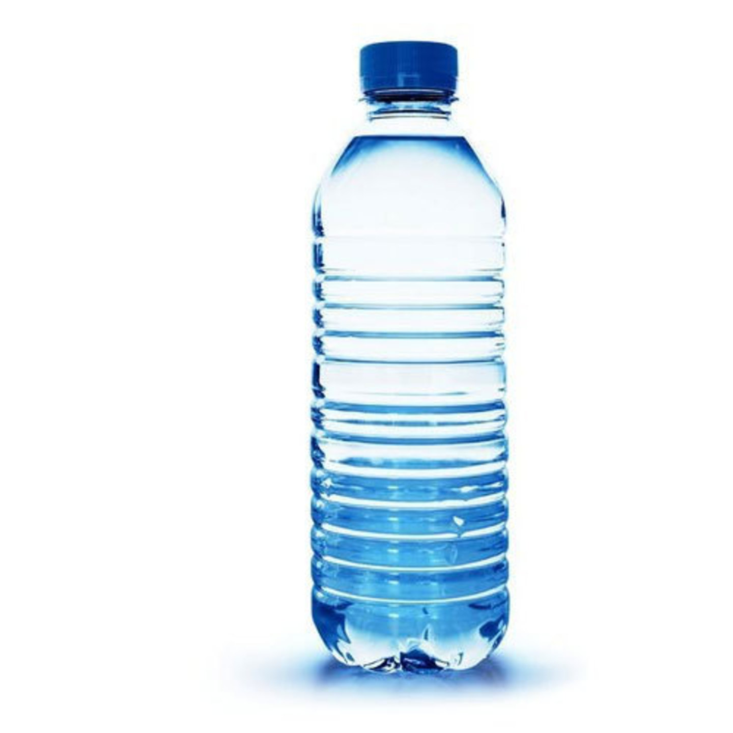 Regular plastic crystal clear water bottle.