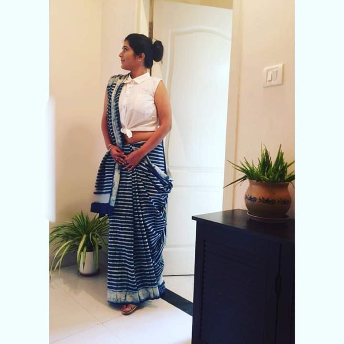 Indigo Cotton Saree