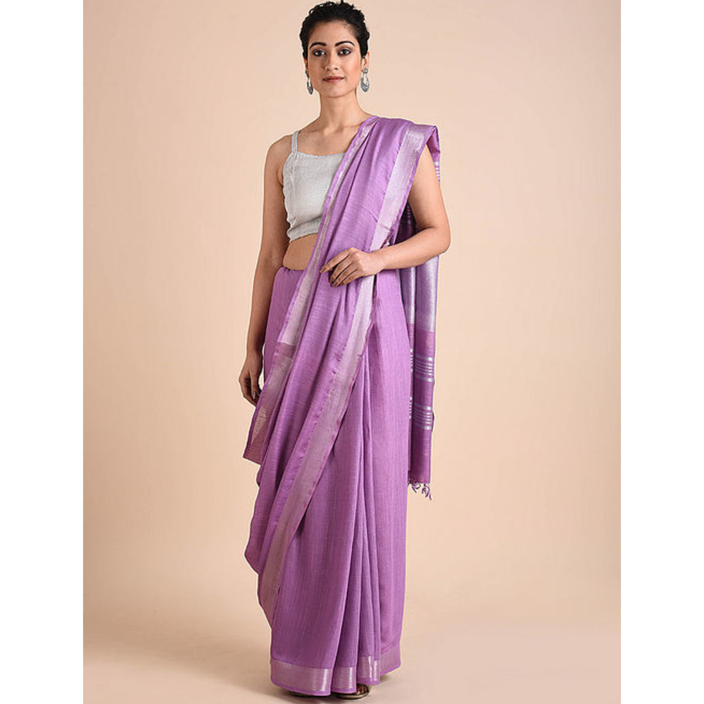 Cotton Saree with Zari and Tassels