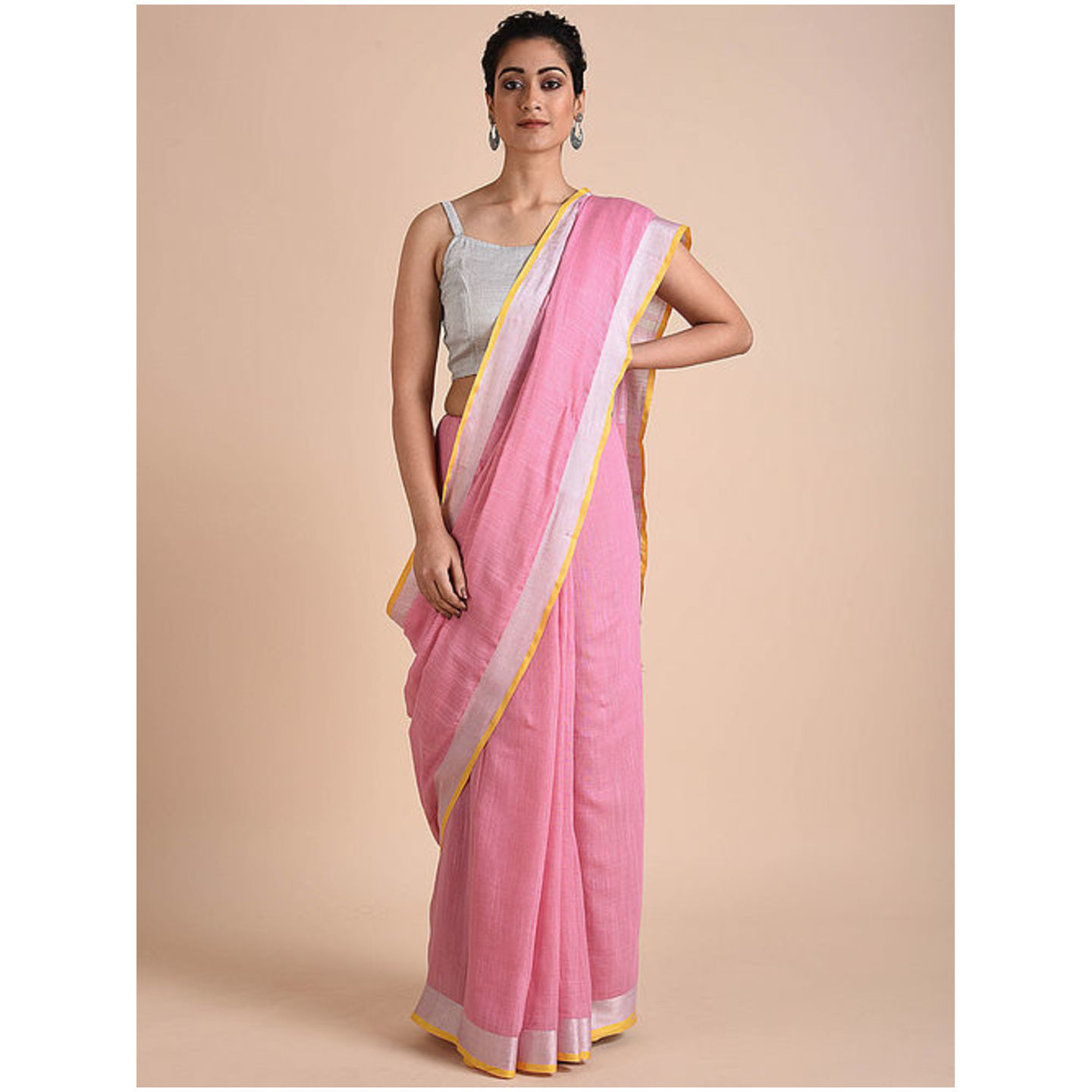 Cotton Saree with Zari and Tassels
