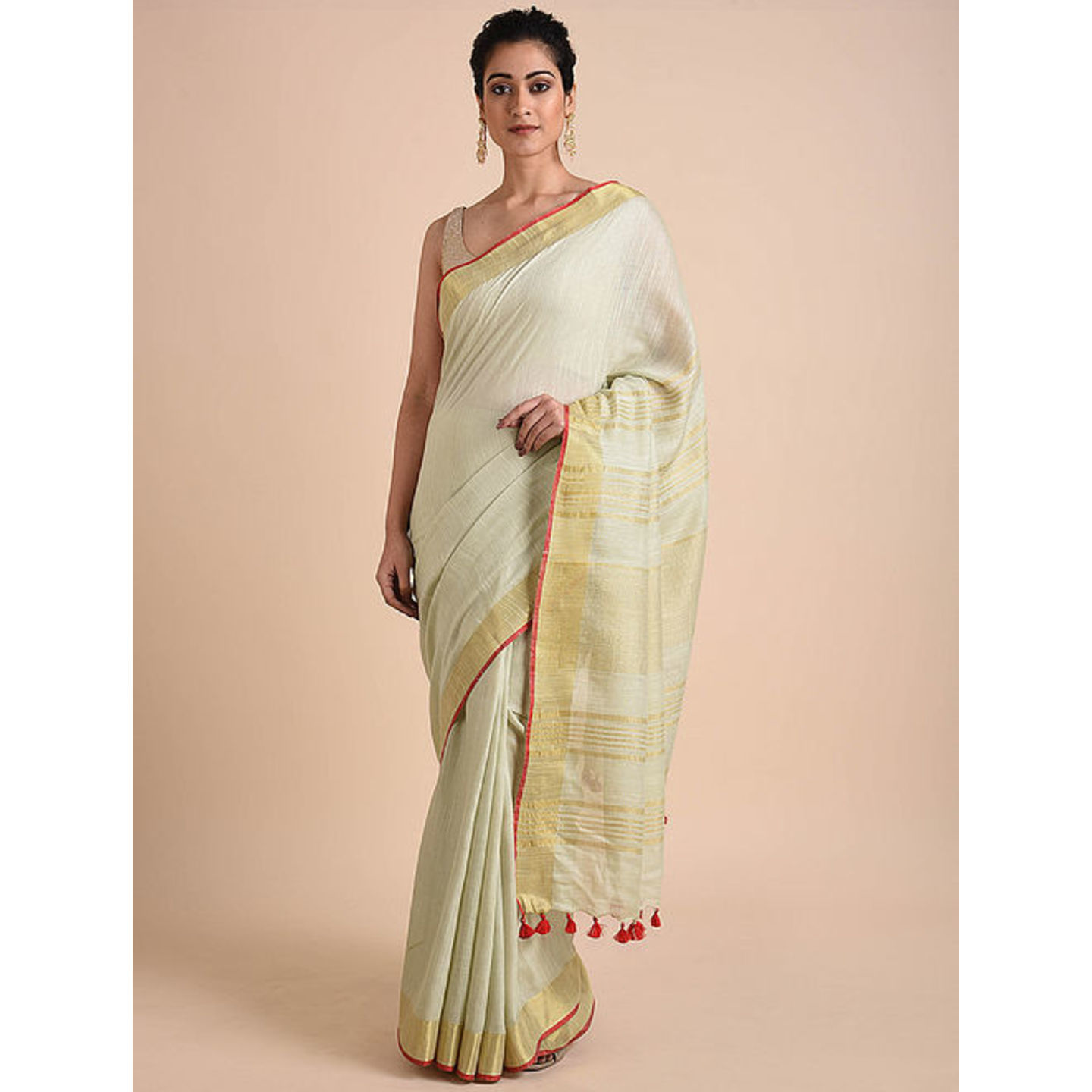 Cotton Saree with Zari and Tassels