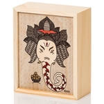 Natural Wooden Slider Box Small- Flower Ganesh
