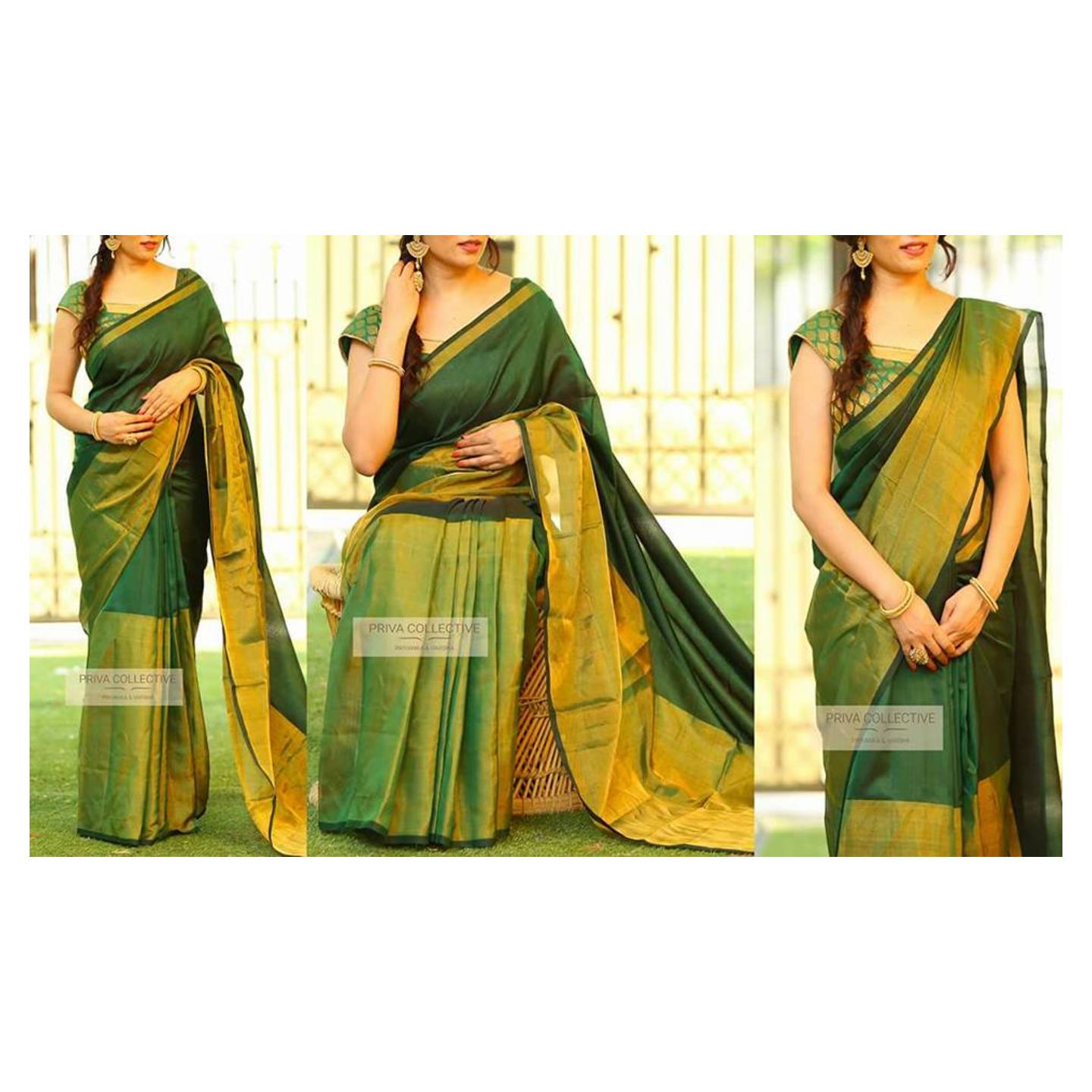 uppada green colrss sarees