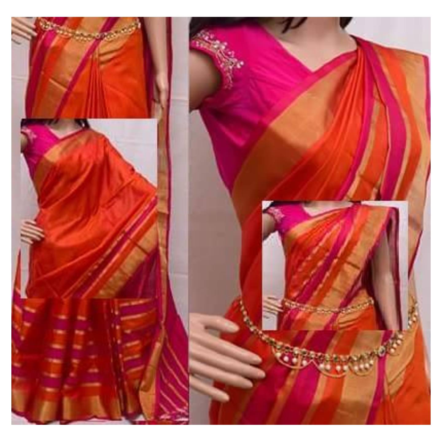 uppada orange handloom sarees