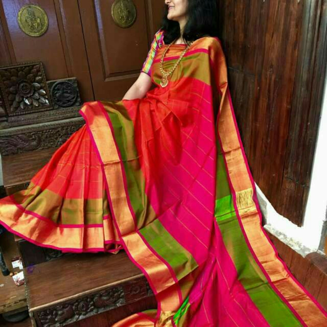 uppada uppada orange and pink sarees 