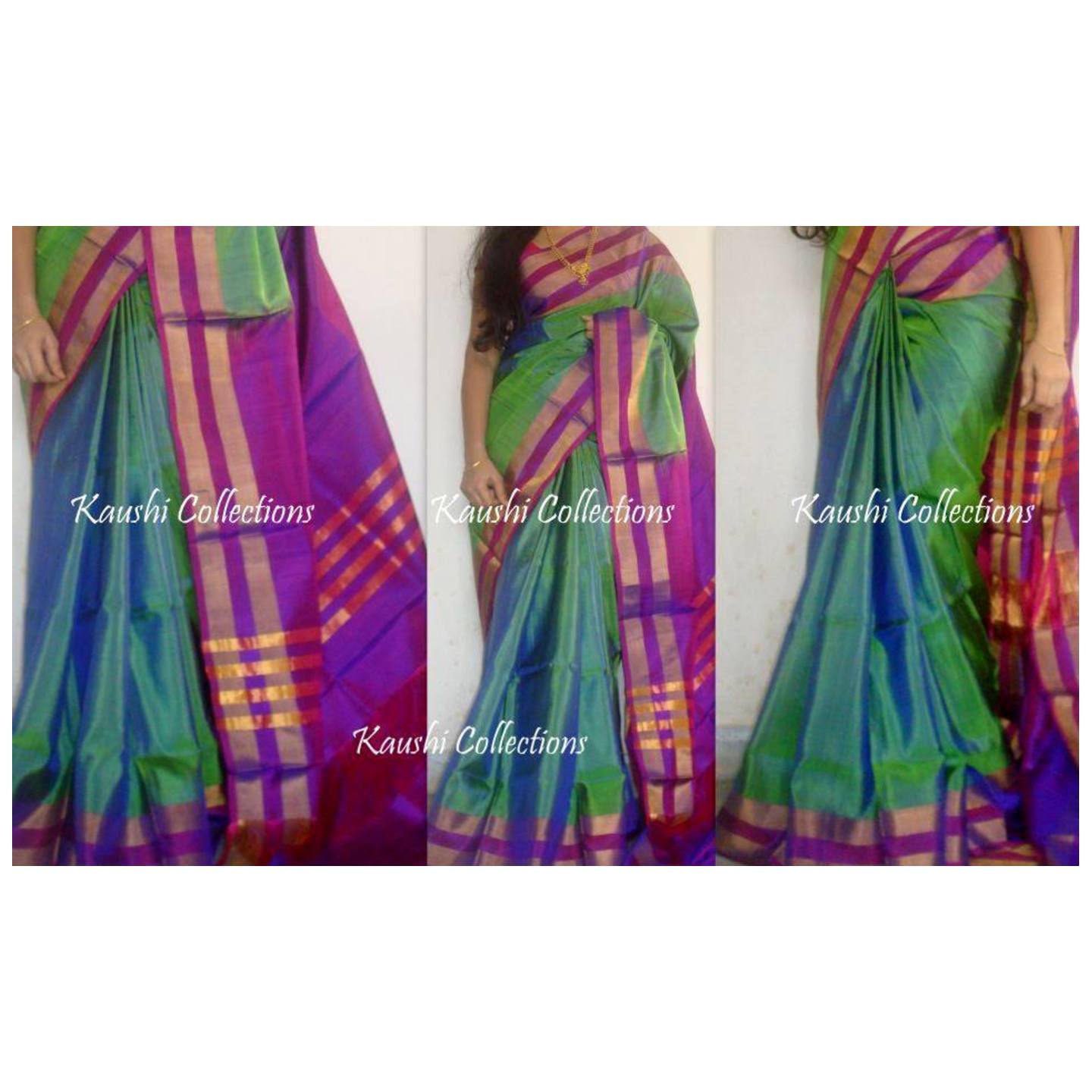 uppada green and blue saree