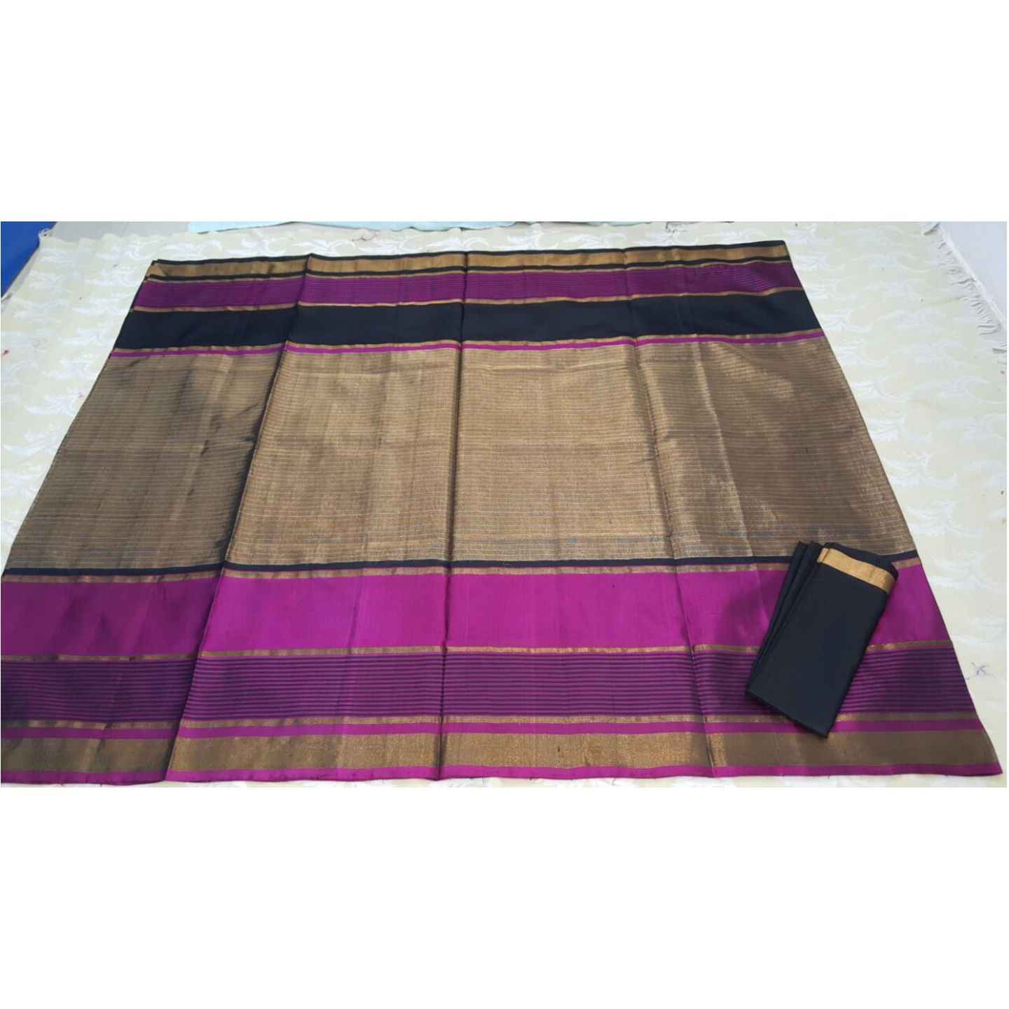 uppada black and pink handloom saree