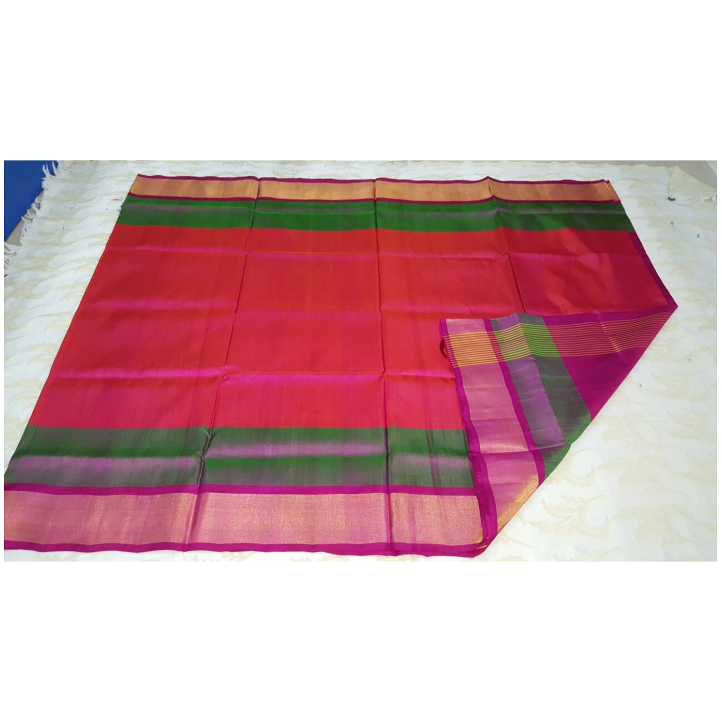 uppada orange handloom saree