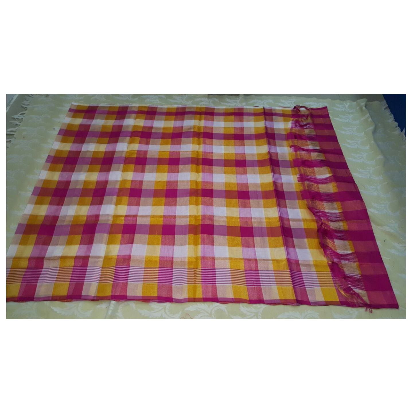 uppada tissue checks sarees