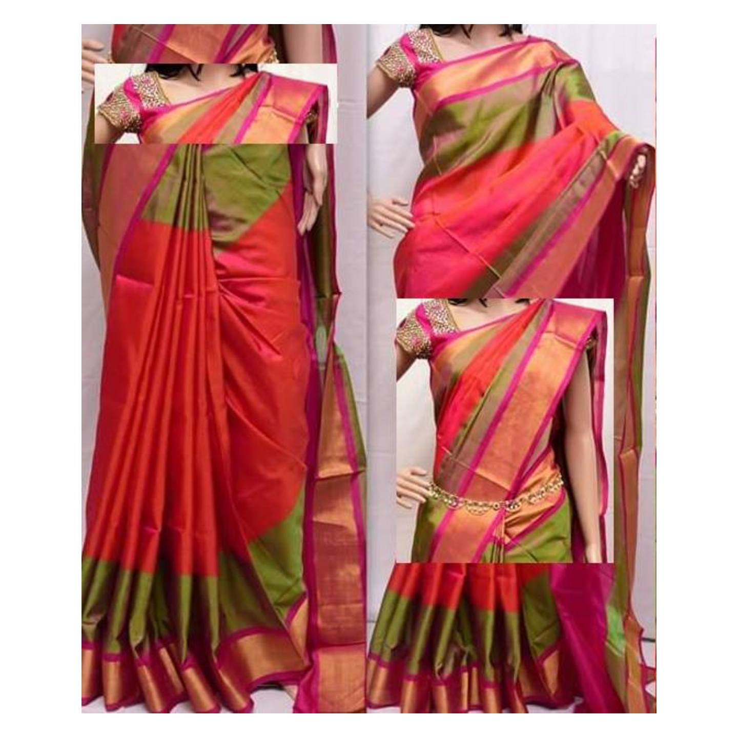 uppada orange handloom sarees