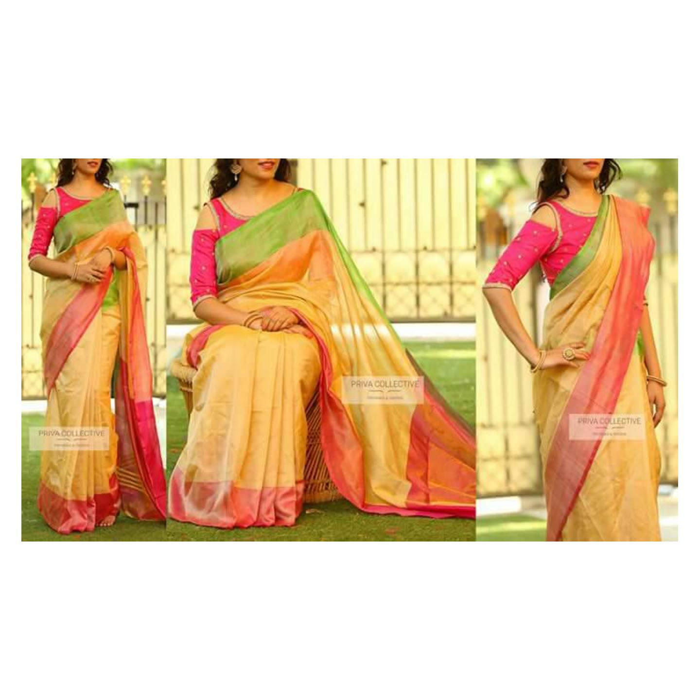 uppada cream tissue sarees 