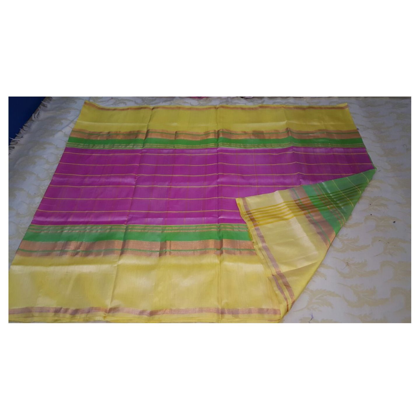 uppada pink checks handloom saree