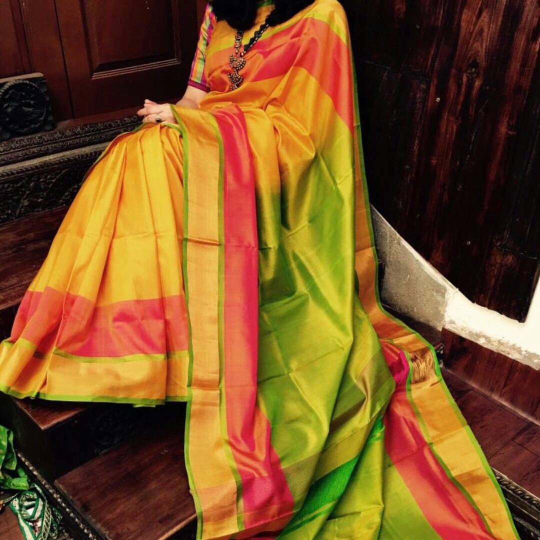 uppada yellow handloom sarees