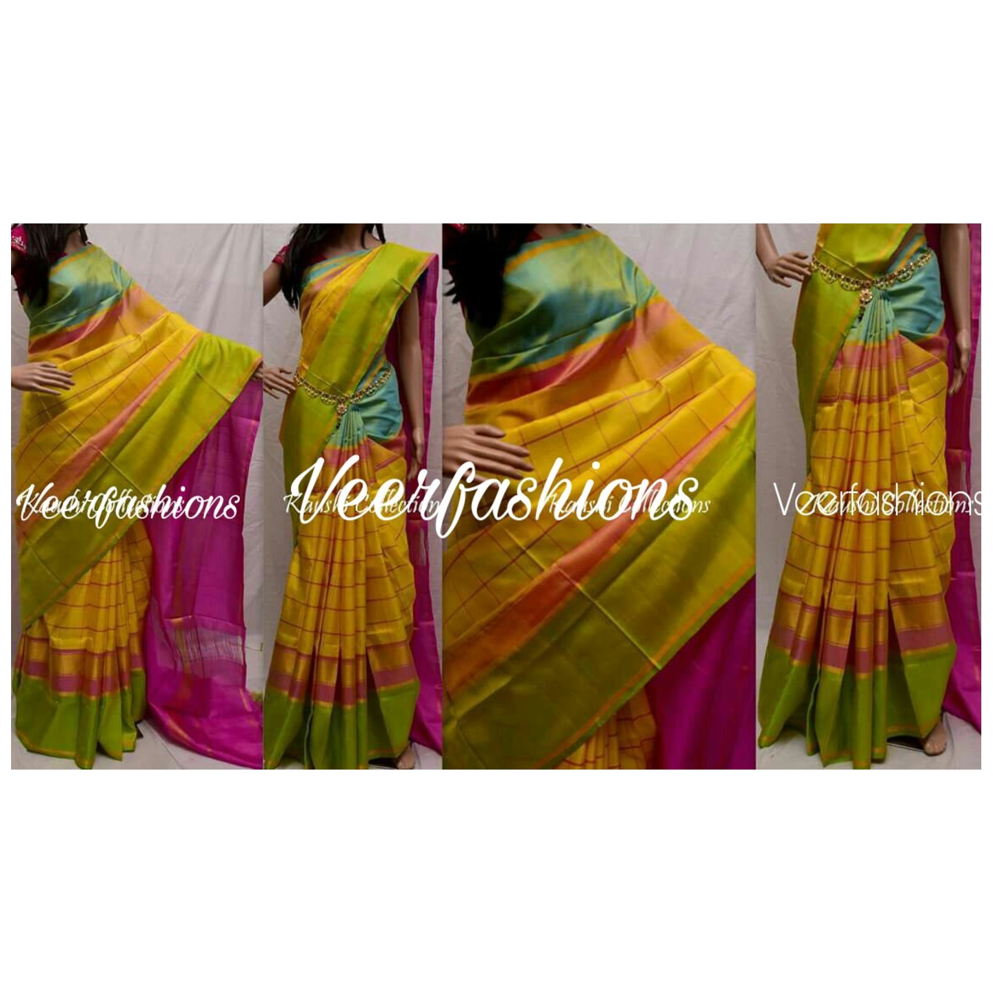 uppada yellow checks saree