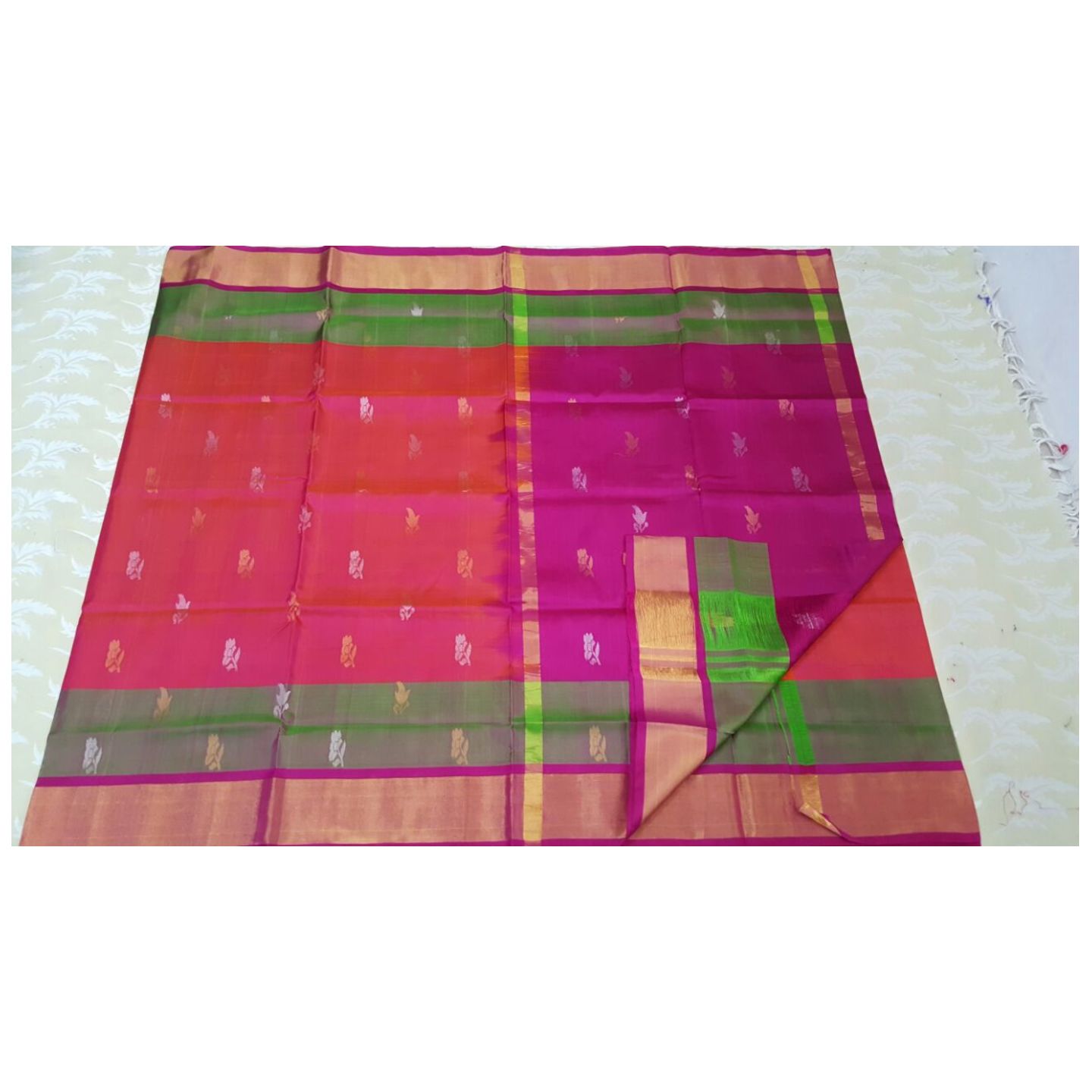 uppada orange butas handloom saree