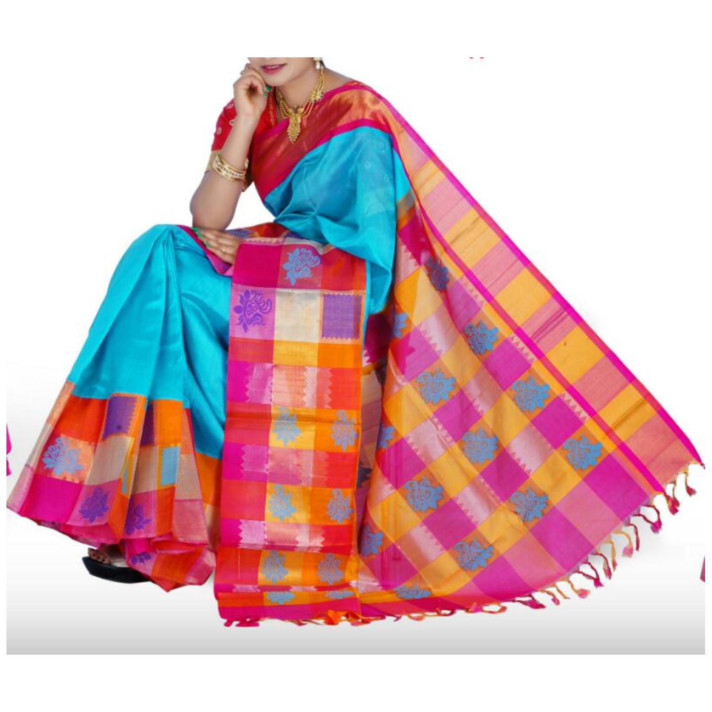 kuppadam sky blue sarees