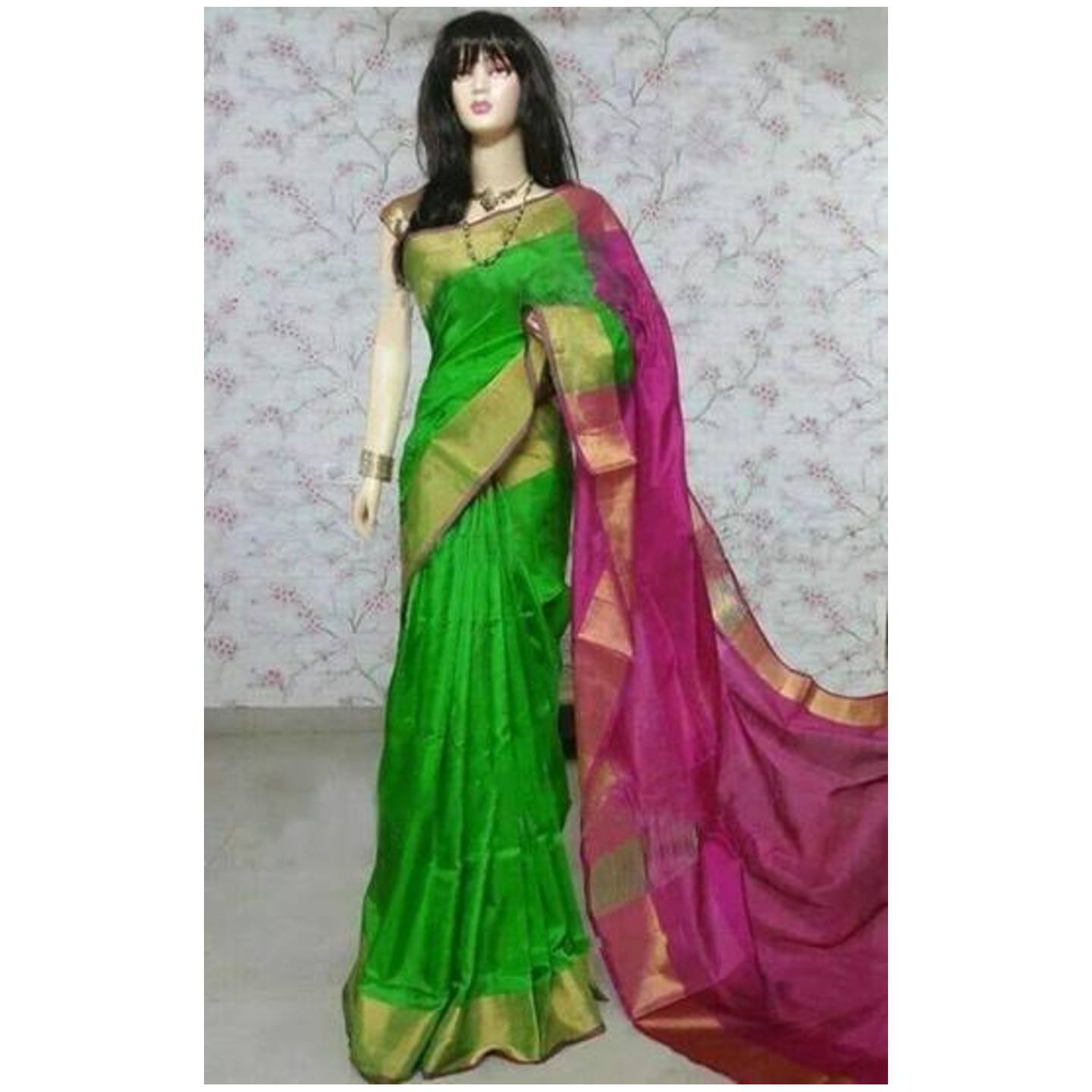 uppada green handloom saree