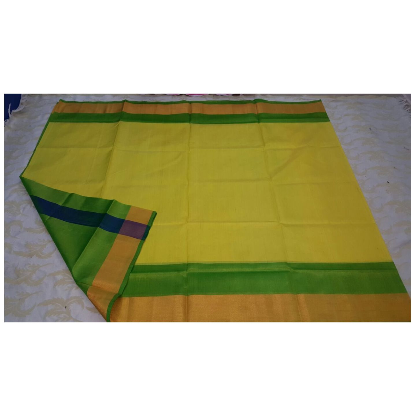 uppada yellow handloom saree